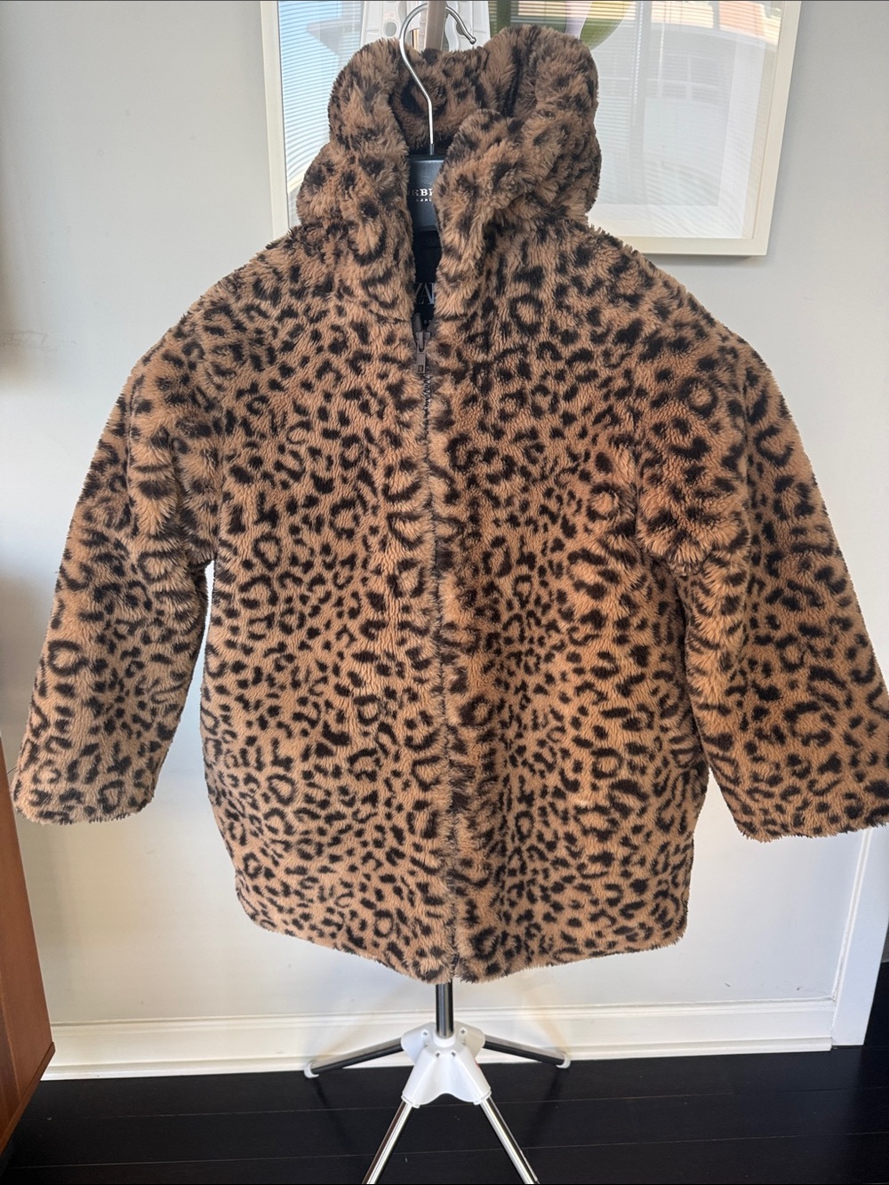 Zara Kids Leopard Print Faux Fur Coat - Brown/Black